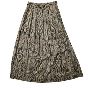 Vintage Koret Pleated Skirt 8 Blue Paisley Rayon Midi 80's Preppy Boho Y2K